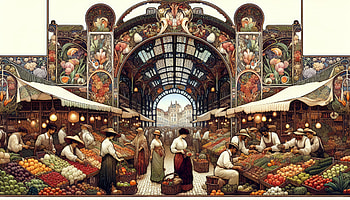 Vintage Farmers Market, farmers market, market, fruit, vegetable HD wallpaper