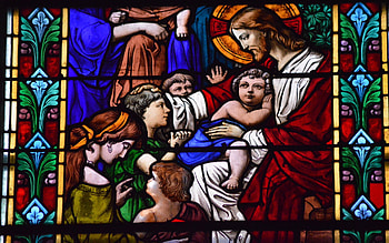 Jesus Blessing Children, Christ, children, blessing, Jesus, stained glass HD wallpaper