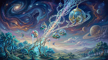 Space Elevator — Celestial Skybridge, Fantasy Landscape, Planet HD wallpaper