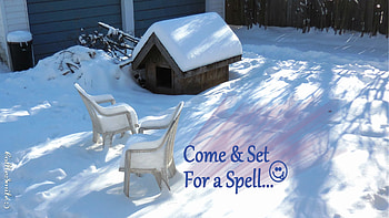 Come & Set For a Spell....? :P :D :D, chair, chairs, snowy, co1d, snow, doghouse HD wallpaper