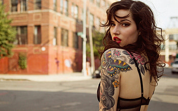 sexy tatoo babe, tatoo, sexy, face, babe HD wallpaper