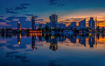 Vienna, , sunset, austrian cities, modern buildings, skyline cityscapes, Austria, nature, Europe HD wallpaper