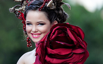Brasil carnival, rose, ted, flower, face, girl, vicente concha, woman HD wallpaper
