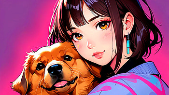 a girl and her dog, girl, dog, Anime, Best Friends, Animal, anime girl HD wallpaper