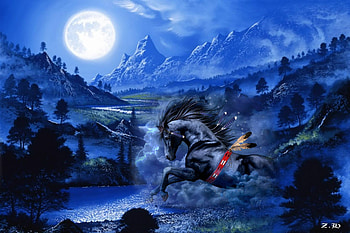 fullmoonhorse, fullmoon, horse, fantasy, Horses, mystic HD wallpaper