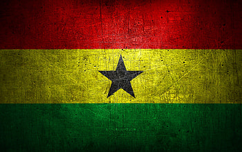 Ghanaian metal flag, grunge art, African countries, Day of Ghana, national symbols, Ghana flag, metal flags, Flag of Ghana, Africa, Ghanaian flag, Ghana HD wallpaper