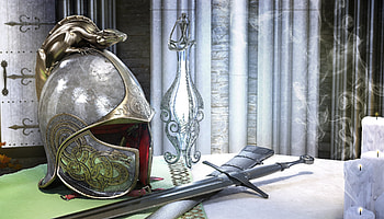 Background, 3D, Helmet, Sword HD wallpaper