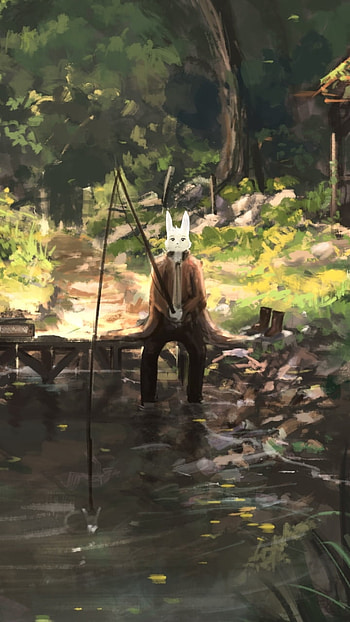 Fishing and Relaxing, Anime, Original HD phone wallpaper