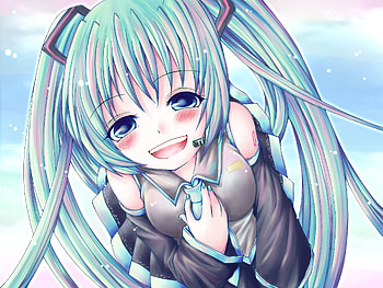 Hatsune Miku, sexy, blue eyes, cute, blue hair, girl, vocaloid, long hair, anime, twintails, blush HD wallpaper