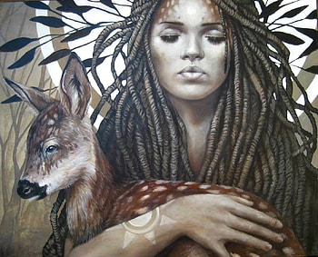 :), pictura, deer, art, fantasy, painting, sophie wilkins HD wallpaper