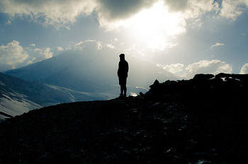 Nature, Mountain, Silhouette, Loneliness, Russia, Mountain Elbrus, Mount Elbrus HD wallpaper