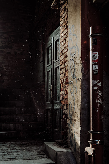 Building, Dark, Stairs, Ladder, Door HD phone wallpaper
