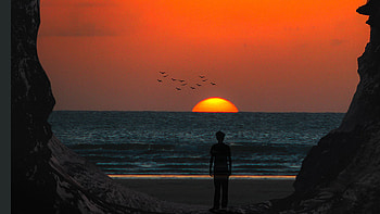 Watching The Sun, sunset, artist, artwork, digital-art HD wallpaper