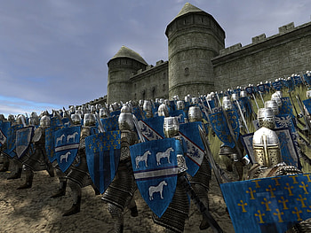 Medieval , swords, army, soldiers, castle, shields HD wallpaper