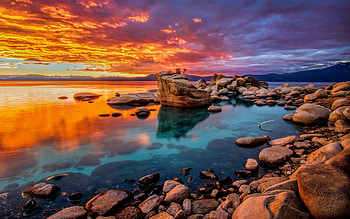 Sunset over Beach, water, ocean, beach, sunset HD wallpaper