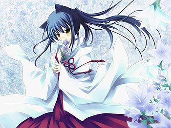 Anime, Flowers, Girl, Kimono, Brunette HD wallpaper