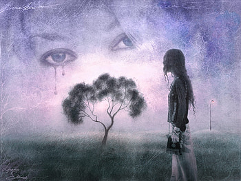 Don`t cry..., blue, abstract, cry, tears, lacrimi, woman HD wallpaper