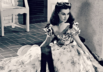 Gone with the Wind (1939), scarlett, white, black, bw, girl, actress, gone with the wind, beauty, woman, movie, Vivien Leigh HD wallpaper
