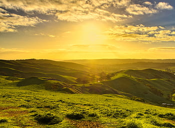 Beautiful sunrise over rolling hills in Yankalilla, South Australia, capturing nature's tranquility. HD wallpaper