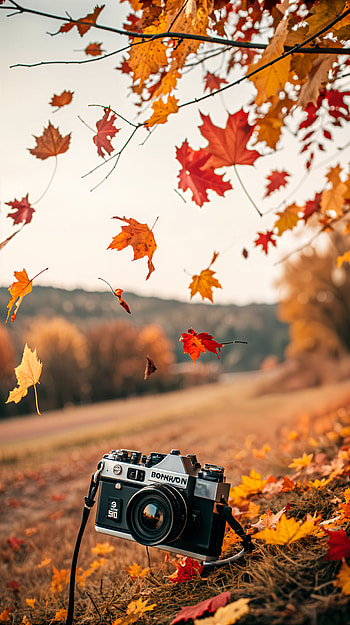 Falling Leaves: A Captivating , camera, Autumn, leaf, graphy HD phone wallpaper