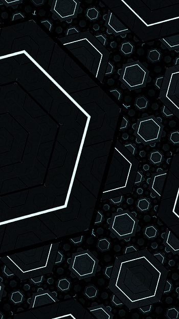 Fractal, black, hexagons HD phone wallpaper