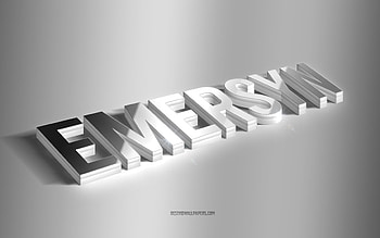 Emersyn, silver 3d art, gray background, with names, Emersyn name, Emersyn greeting card, 3d art, with Emersyn name HD wallpaper