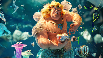A Merman Trying To Eat In A Plastic Polluted Ocean, merman, artist, artwork, digital-art, artstation HD wallpaper