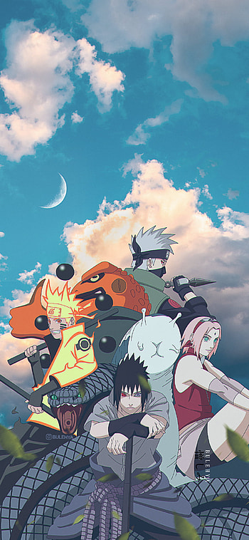 Naruto TEAM 7, sasuke, sky, sakura, boruto, team7, cloud, anime, akatsuki, manga, kakashi, anime HD phone wallpaper