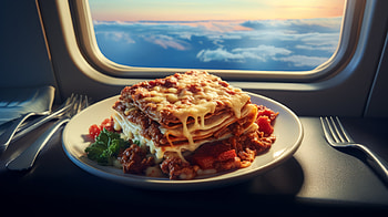 Delicious Lasagna on Airplane - Food Art, AI Art, food, lasagna HD wallpaper