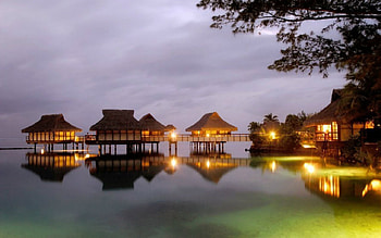 Cottages, nature, water, light HD wallpaper