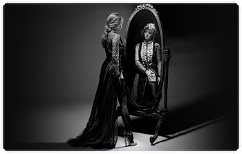 Mirror, mirror..., sexy, mirror, white, black, model, woman HD wallpaper