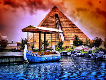 Pyramid & The Boat, boat, , nice, pyramid HD wallpaper