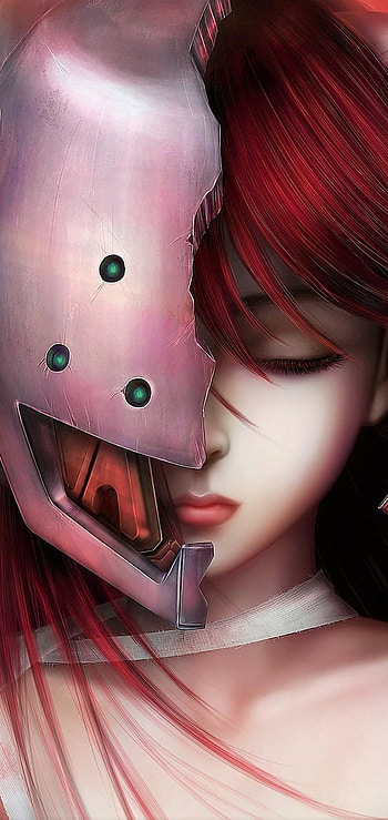 Elfen Lied, head, red, redhead, hair, girl, lucy, anime HD phone wallpaper