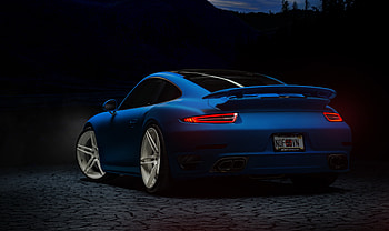 Sports car, Porsche 911 Turbo, blue, rear HD wallpaper