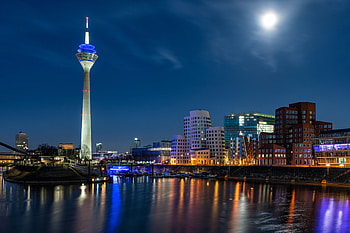 Dusseldorf Skyline, graphic workshop, Medienhafen charm, Stunning landscapes HD wallpaper
