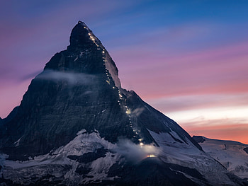 Lamps light route, Matterhorn HD wallpaper