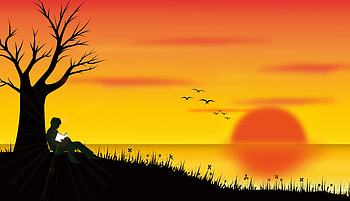 Vector, Silhouette, Wood, Tree, Loneliness, Reading HD wallpaper