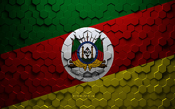 Flag of Rio Grande do Sul, honeycomb art, Rio Grande do Sul hexagons flag, Rio Grande do Sul, 3d hexagons art, Rio Grande do Sul flag HD wallpaper