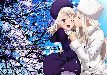 The bond between mother and child, cute, kawai, fate stay night, irisviel von einzbern, fate zero, illyasviel von einzbern, anime, illya, girls, iri HD wallpaper
