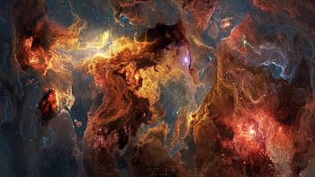 Nebula, red, tim barton, fantasy, space, cosmos, orange HD wallpaper