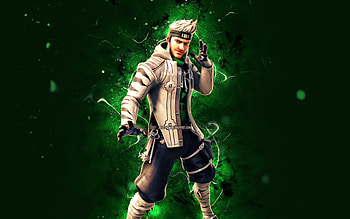 White Master Key, , green neon lights, Fortnite Battle Royale, Fortnite characters, White Master Key Skin, Fortnite, White Master Key Fortnite HD wallpaper