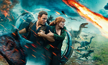 Chris Pratt, Jurassic World Fallen Kingdom, Full poster, Dinosaur thriller HD wallpaper