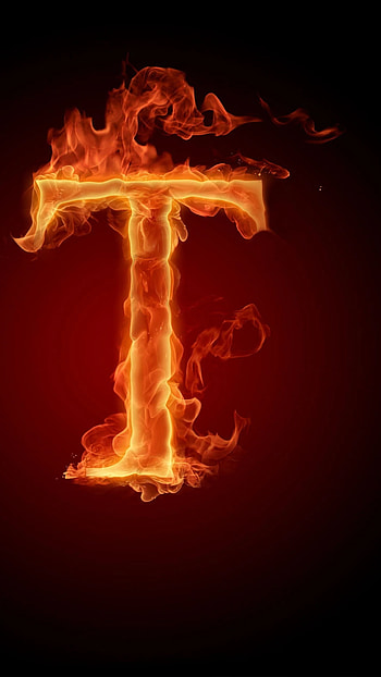 T Letter, Fire Theme HD phone wallpaper