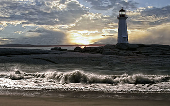 Nature, Water, Sea, Waves, Lighthouse, Dirty HD wallpaper