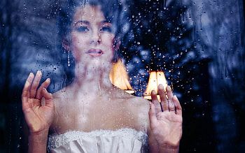 Emotional Women, women, girls, rain, drops, dress HD wallpaper