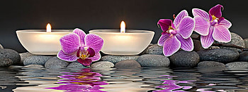 Spa - set, Candle, Water, Orchids, Stones HD wallpaper