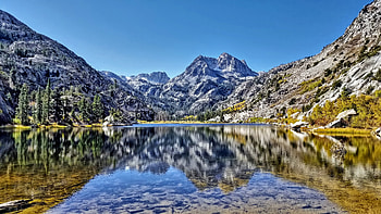 Crown Point and Barney lake, Reflections, Nature, Mountains, Lakes HD wallpaper
