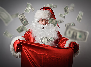 Santa's Cash Shower — Christmas, Santa, holiday, Christmas HD wallpaper