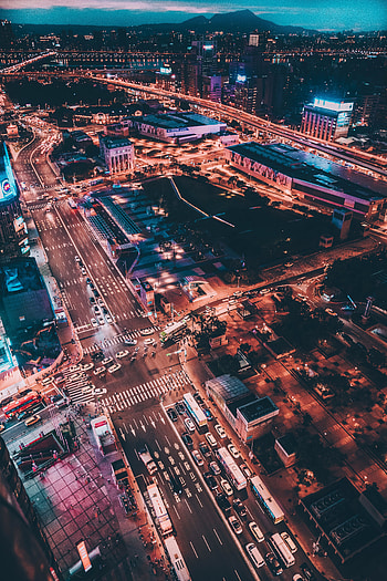 Cities, View From Above, Night City, Taiwan, Taipei HD phone wallpaper