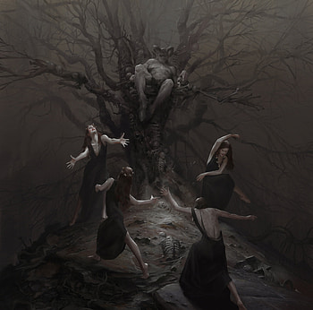 Sabbath, michal lisowski, black, art, fantasy, dark, demon, witch, night HD wallpaper